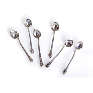 6 silver teaspoons, by Pamela Dickinson