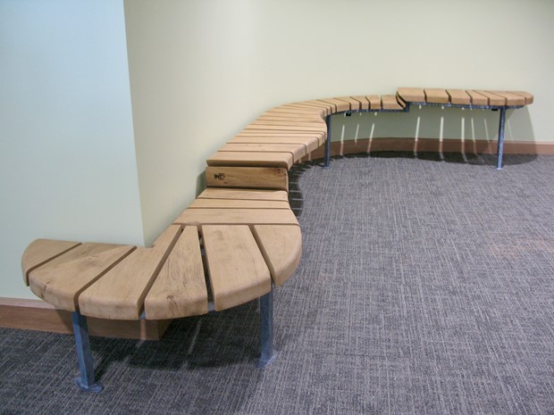 Two Rivers Medical Centre Bench Project - Credit: a children's bench of varying heights that sits inside the reception area