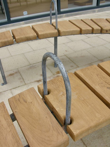Two Rivers Medical Centre Bench Project - Credit: the galvanised steel armrests help the elderly and infirm use the bench