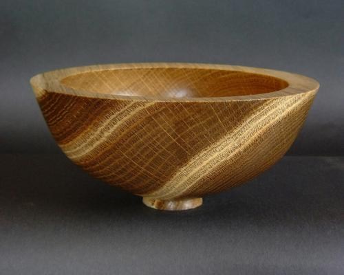 Oak bowl, fumed stripes