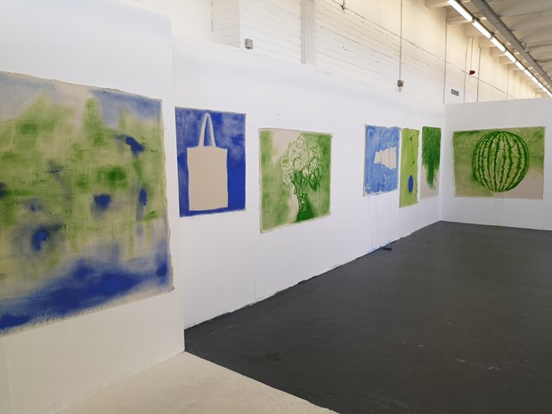 Installation view of Yellow Bellies
