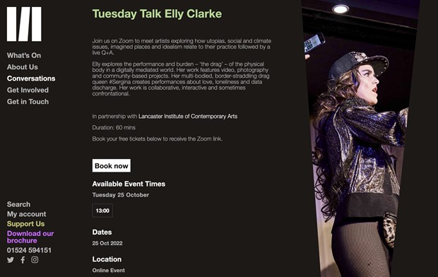 Tuesday Talk Elly Clarke at Lancaster Arts (online)