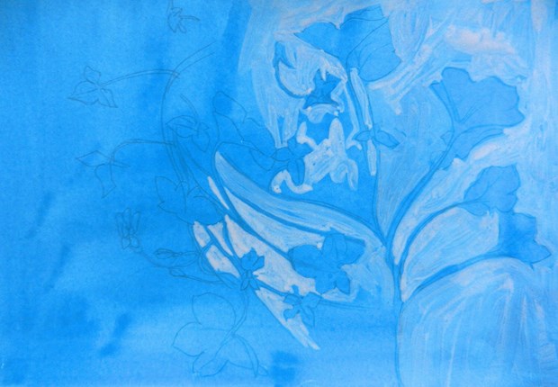 Composition with wild flower in blue