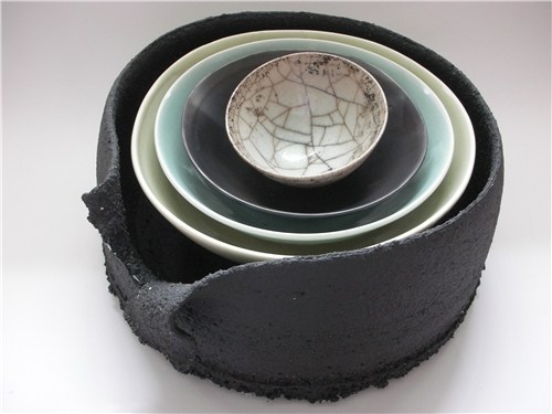 Ros Perton, Stack with small raku bowl, 2010