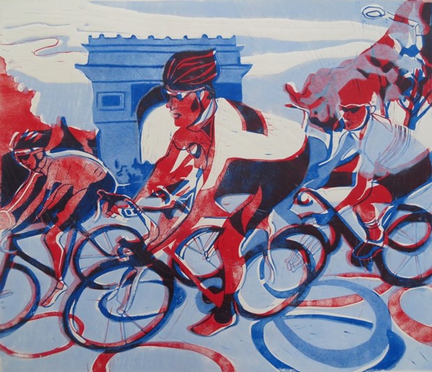 Cycling Linocut Prints