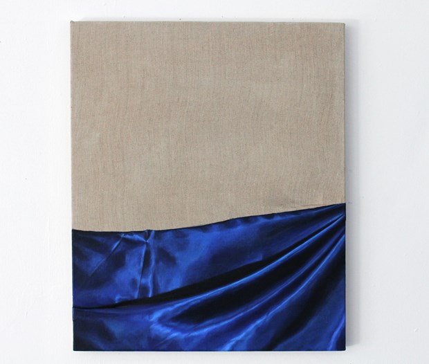 Black Satin in Blue Light with Folds