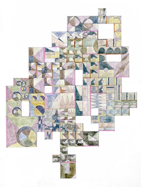 ‘Algorithmic City Plan 1’, 20 x 16 inches, ink and graphite on paper, 2012
