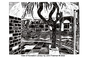 View of Nuneaton Library postcard print, by John Freeman