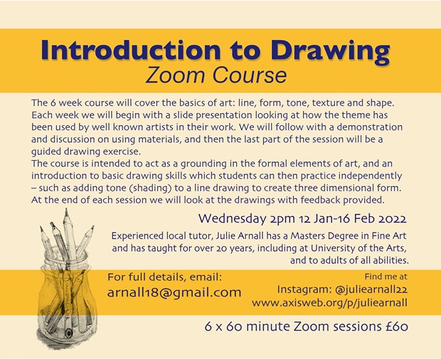 Introduction to Drawing Zoom Course, by Julie Arnall