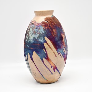 Half Copper Matte Large Oval Vase, by Adil Ghani