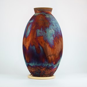 Full Copper Matte Large Oval Vase, by Adil Ghani