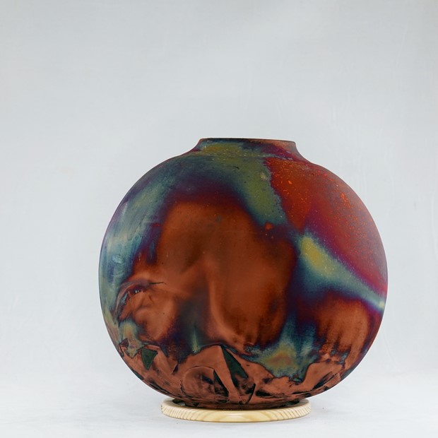 Full Copper Matte Large Globe Vase, by RAAQUU
